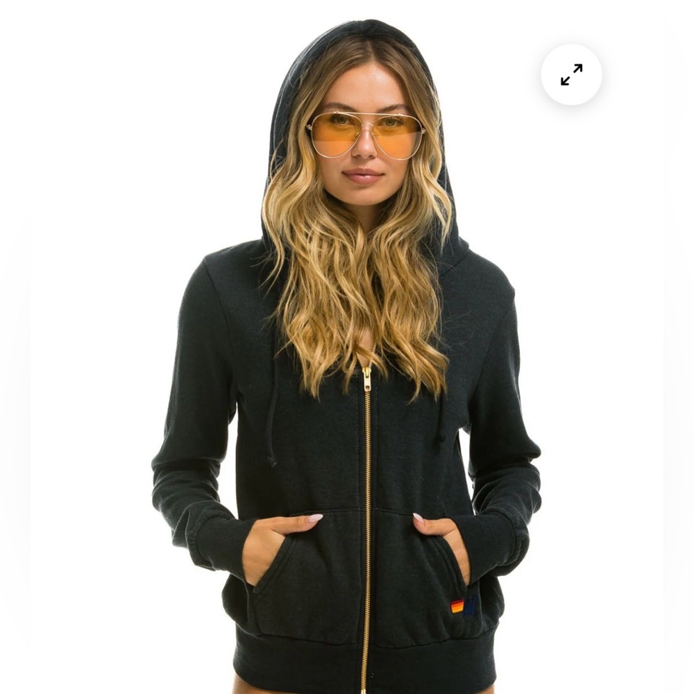 Aviator Nation Bolt Hoodie in Charcoal (Medium)